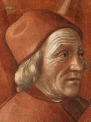 painting of Marsilio Ficino wearing a hat and looking off into the distance