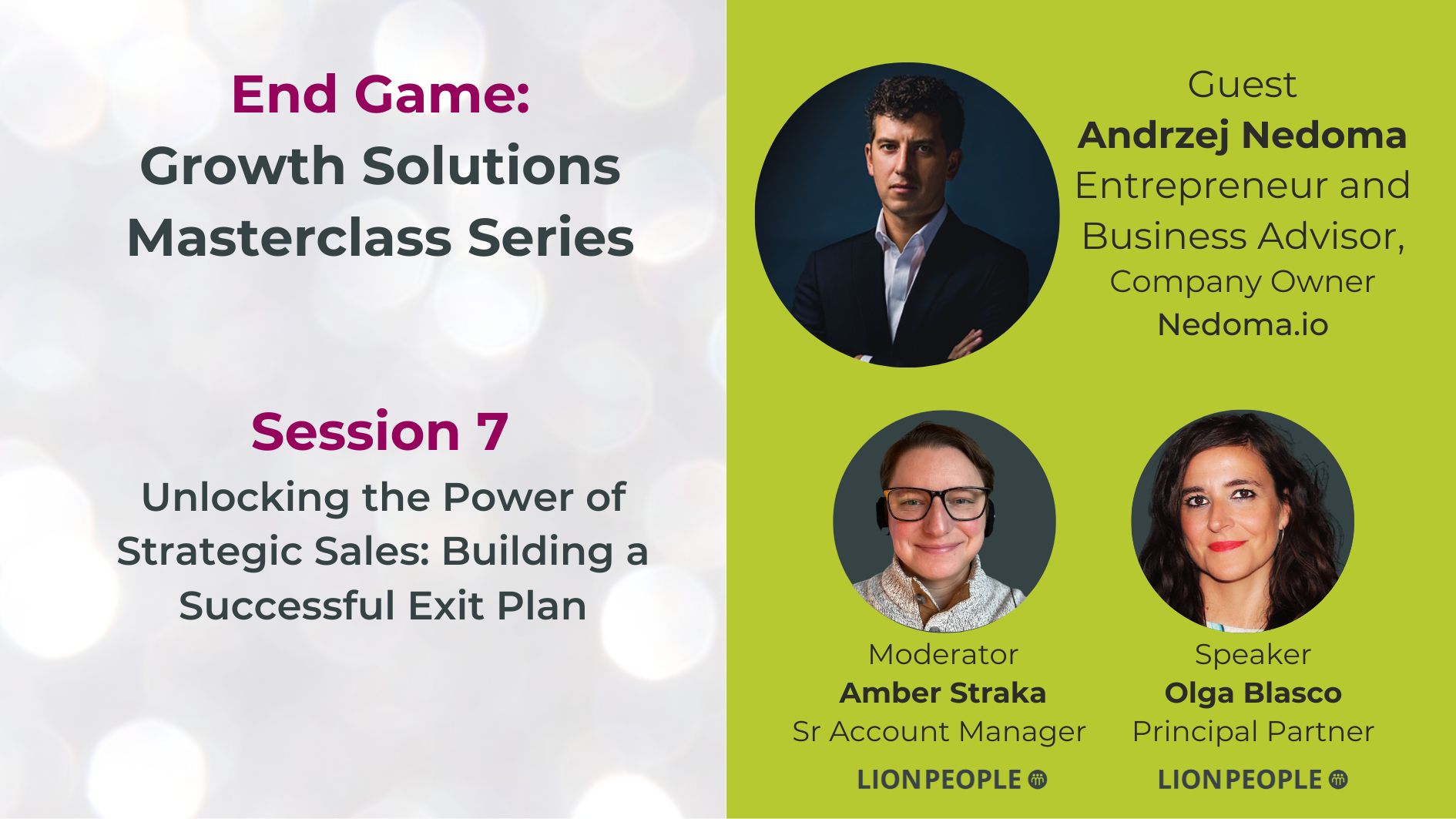 Session 7: Unlocking the Power of Strategic Sales: Building a Successful Exit Plan